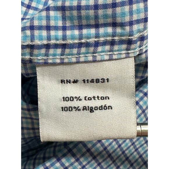 Joseph Abboud Shirt Mens XL Blue Check Button Up 100% Cotton Long Sleeves Office - Picture 4 of 7